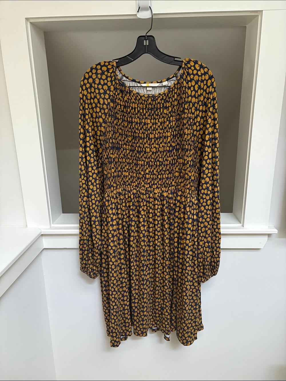 Boden Ruched Long Sleeve Dress with Floral Print | 16W